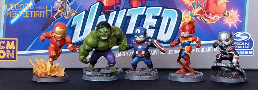 marvel united figuras pintadas portada juego de mesa hulk ms marvel iron man antman