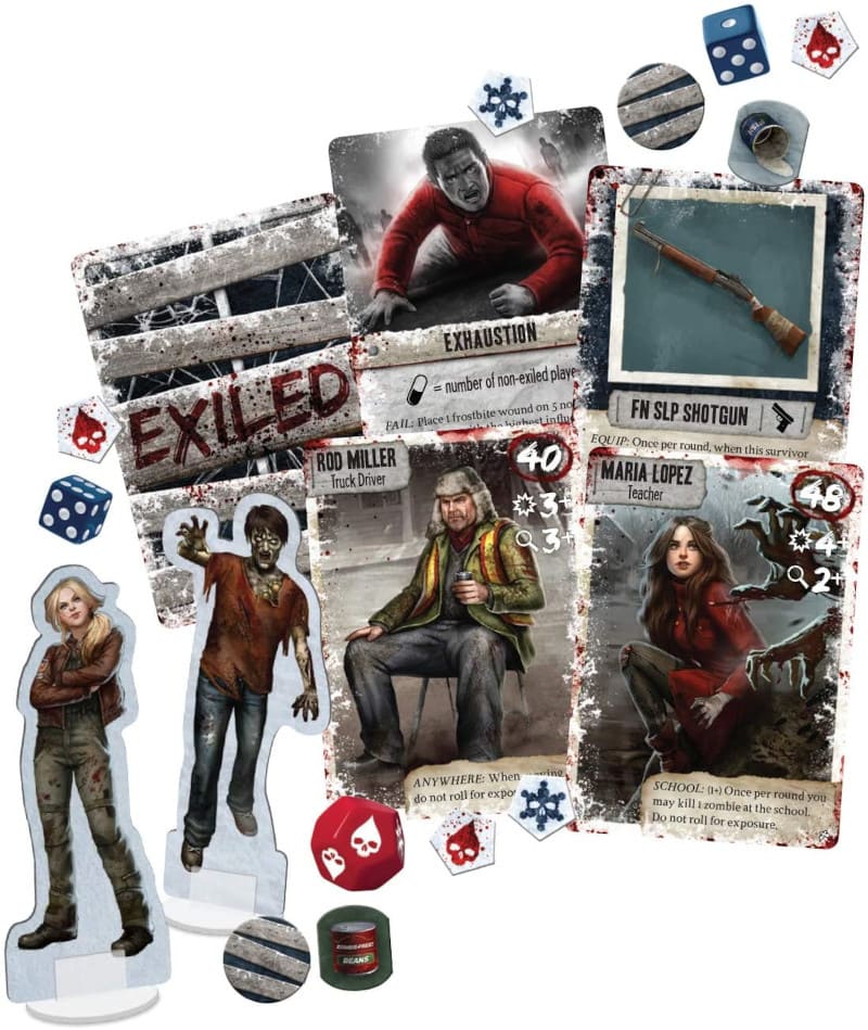 componentes dead of winter cartas y dados juego e zombie